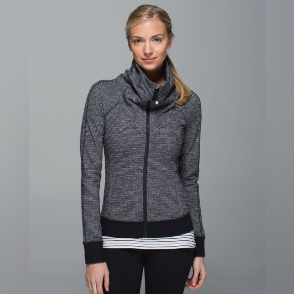 Lululemon Be Present Jacket in Coco Pique Black Heathered Full Zip Sweater Sz 12 - Picture 1 of 16